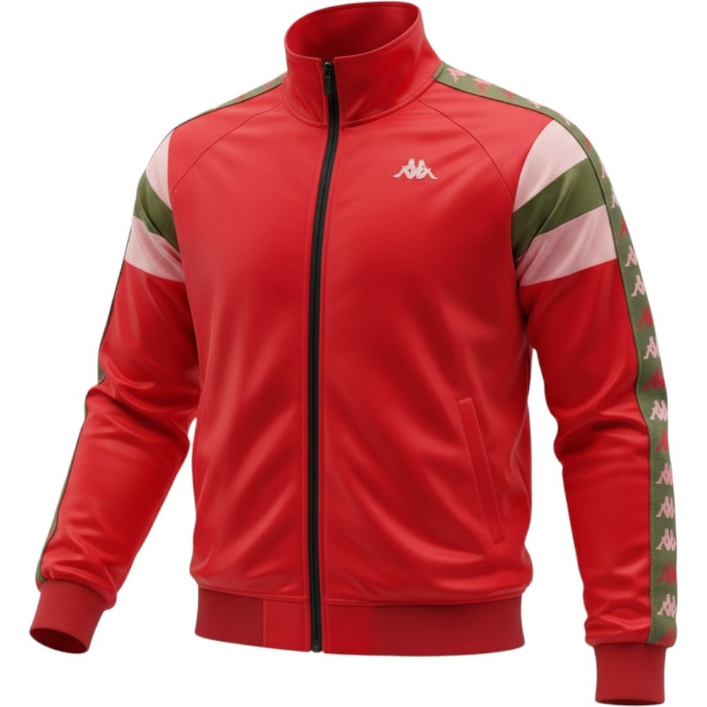 Kappa Track Jacket Mens Large Red NWT Colorblock Omini Logo Full Zip Sportswear